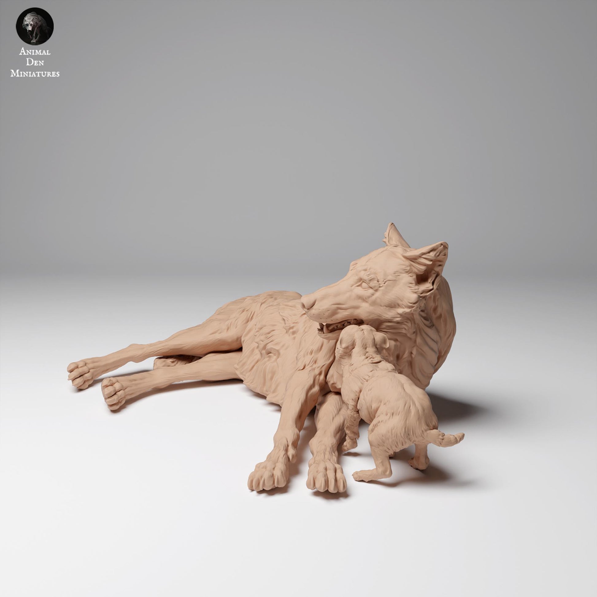 Product photo Animal Figure Diorama, Model Building: 0: Wildlife Figure: Mongolian Wolf with Cub (Ref 24_12_07)