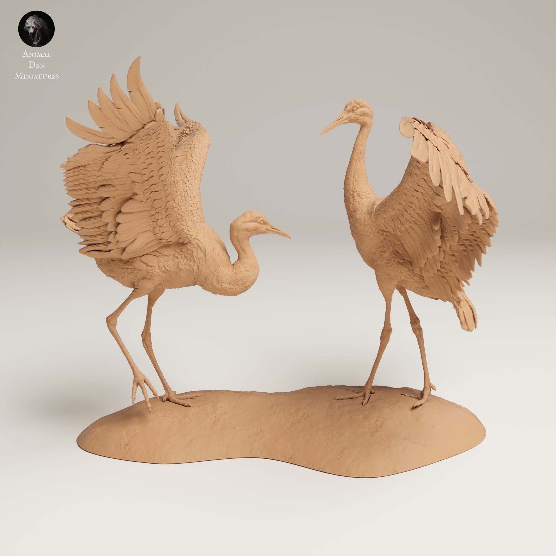 Product photo Animal Figure Diorama, Model Building: 0: Wildlife Figure: Dancing Canadian Cranes – Great Sandhill Cranes (Ref 25_06_10)