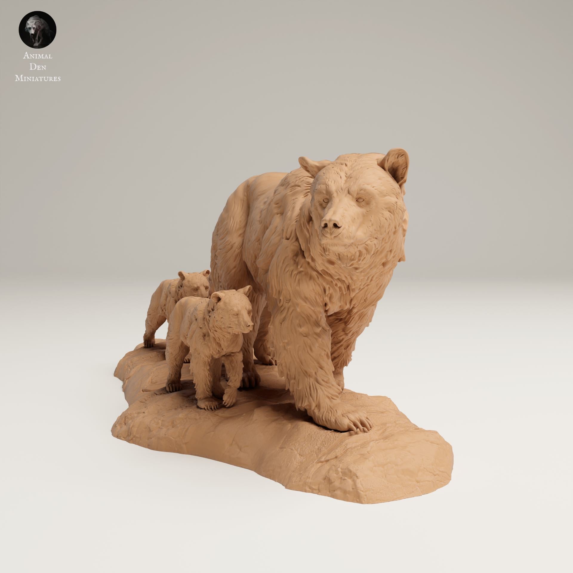 Product photo Animal Figure Diorama, Model Building: 0: Wildlife Figures: Grizzly Family – Bear Diorama Set (Ref 25_06_05)