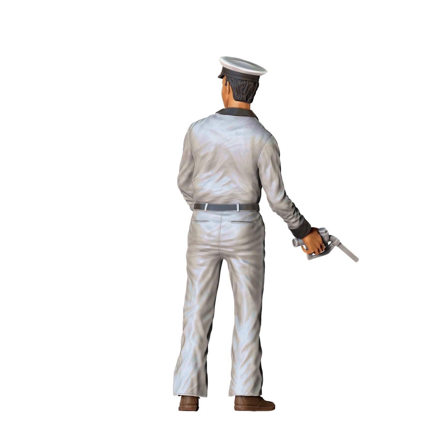 Product photo diorama and model building miniature figure: Gas station - Man at fuel pump, vintage