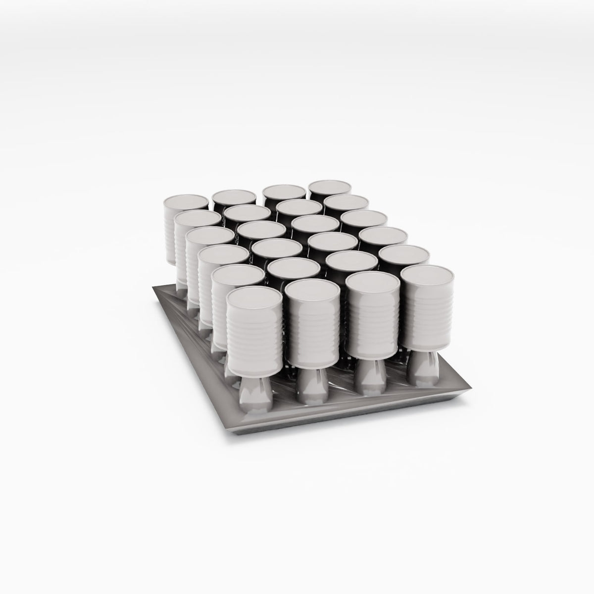 Diorama model-building product photo 3: Warehouse diorama with small tin cans on a transport pallet (Ref. 259D)