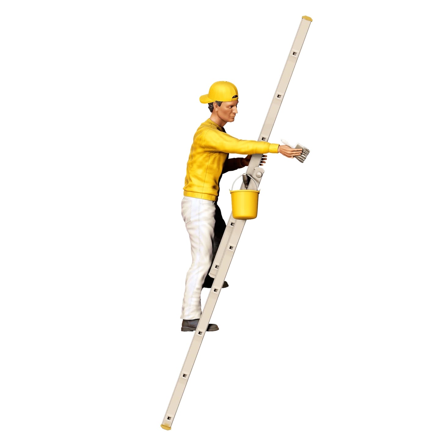 Miniature Figure: Painter/ Varnisher with Brush and Bucket - Craftsman on Ladder (No. 277)