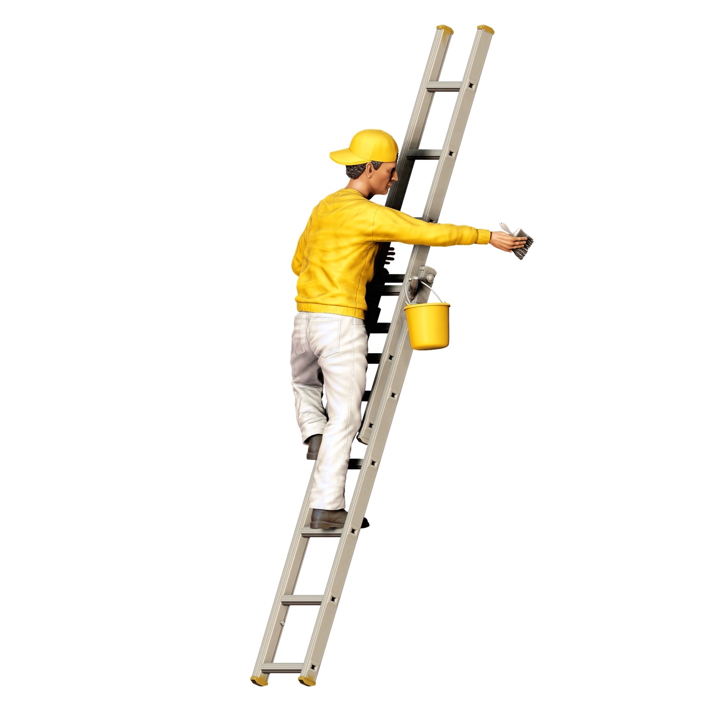Miniature Figure: Painter/ Varnisher with Brush and Bucket - Craftsman on Ladder (No. 277)