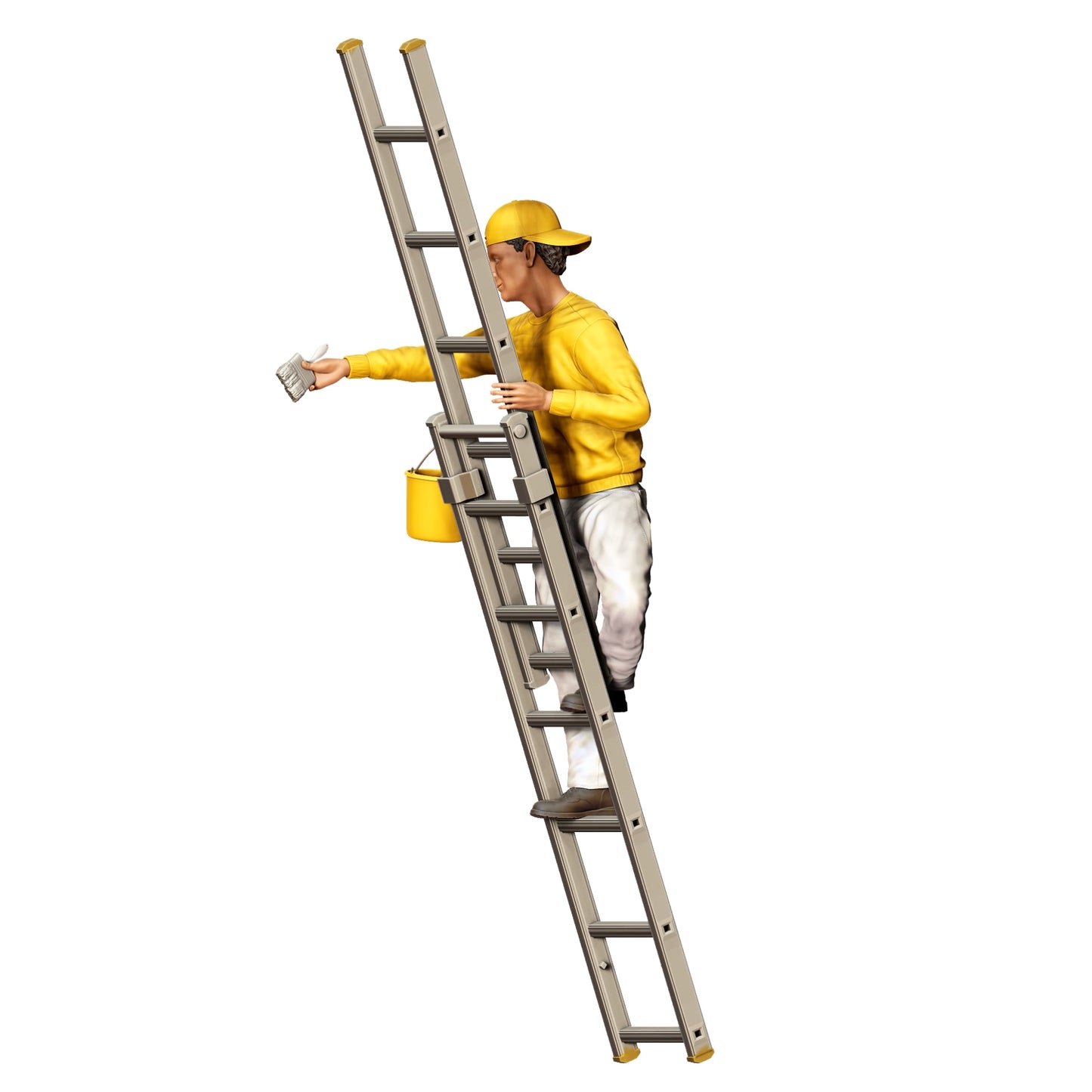 Miniature Figure: Painter/ Varnisher with Brush and Bucket - Craftsman on Ladder (No. 277)