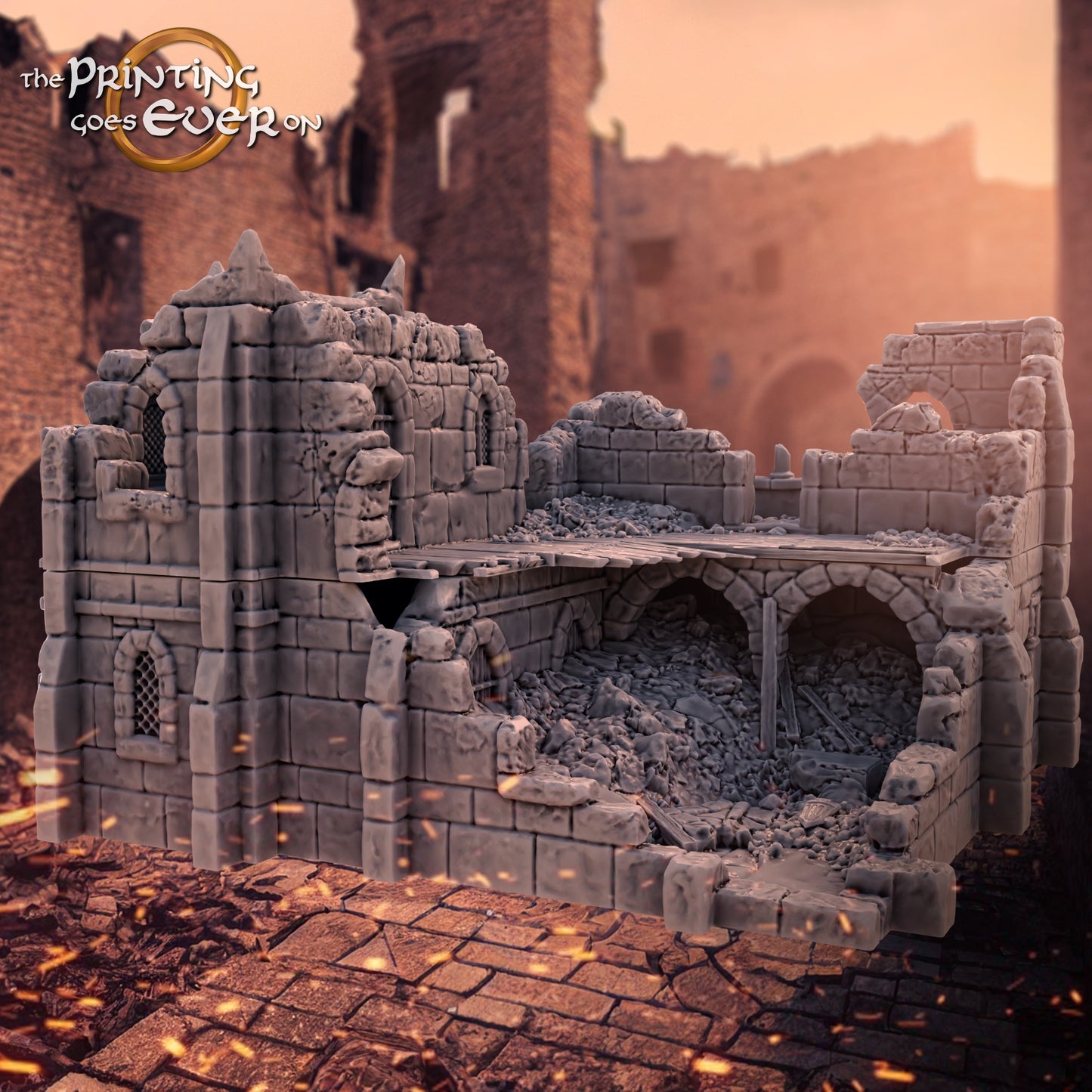 Product photo Tabletop 28mm The Printing Goes Ever On (TPGEO) 0: Ruins of medieval dwelling C - Remains of a building from the human realm Gonthan