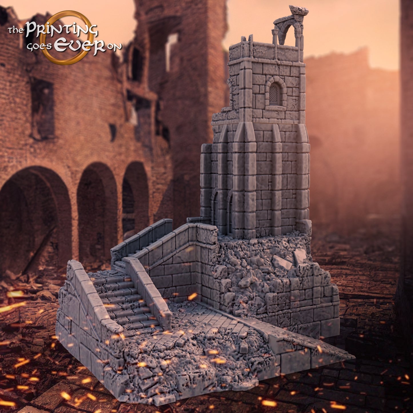 Product photo Tabletop 28mm The Printing Goes Ever On (TPGEO) 0: Ruined medieval tower - Remains of military building - Destroyed outpost