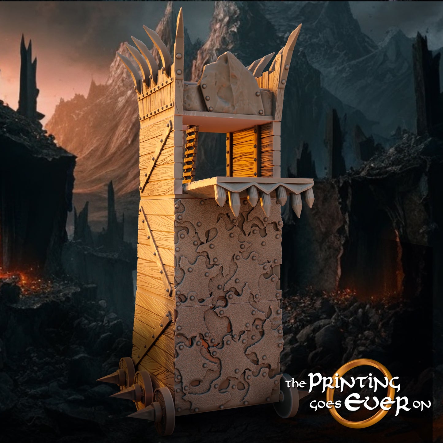 Product photo Tabletop 28mm The Printing Goes Ever On (TPGEO) 0: Siege Tower - Siege of a Medieval Fortress - Evil Siege Weapons