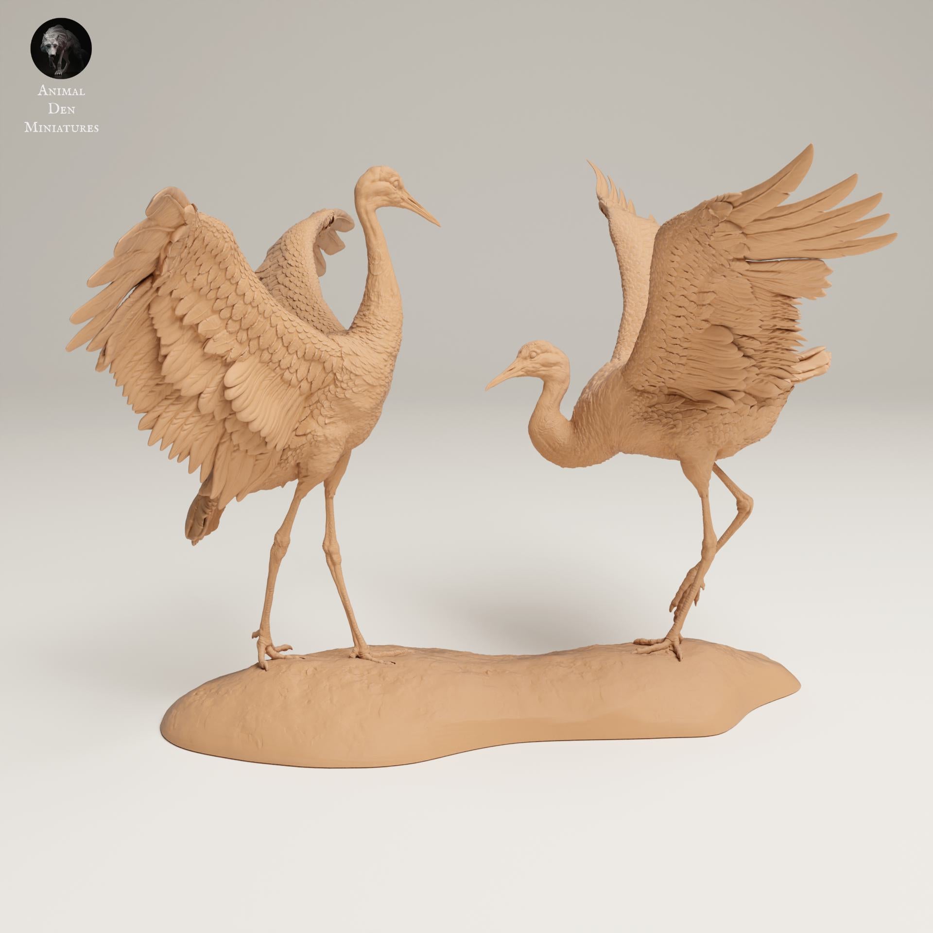 Product photo Animal Figure Diorama, Model Building: 0: Wildlife Figure: Dancing Canadian Cranes – Great Sandhill Cranes (Ref 25_06_10)