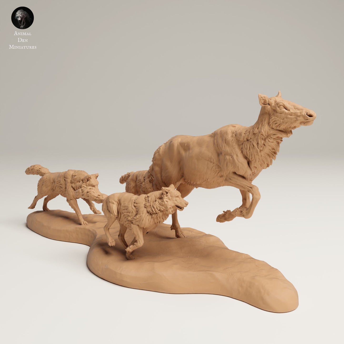 Produktfoto Tier Figur Diorama, Modellbau: 0: Wildtier Figuren: Jagende Grauwölfe und Elchkuh (Ref 25_06_12)