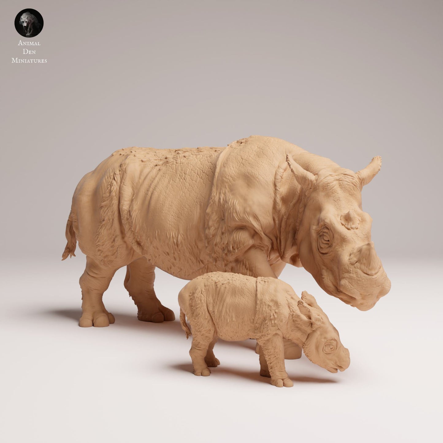 Produktfoto Tier Figur Diorama, Modellbau: 0: Wildtier Figur: Sumatra-Nashorn – Weibchen mit Kalb (Ref 25_03_05)