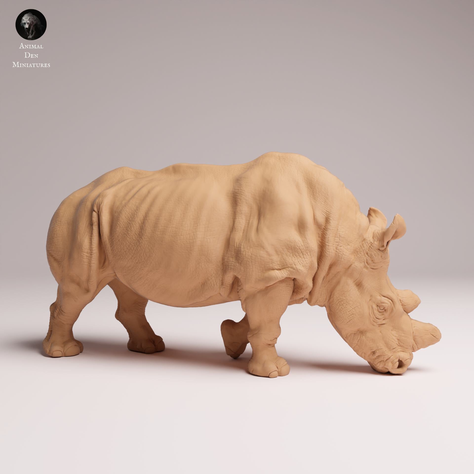 Product photo Animal Figure Diorama, Model Building: 0: Wildlife Figure: Feeding Northern White Rhino – pre-made (Ref 25_07_01)