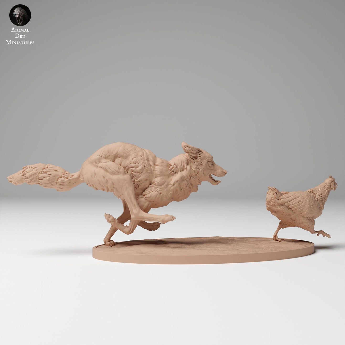 Produktfoto Tier Figur Diorama, Modellbau: 0: Wildtier Figur: Coyote jagt Huhn (Ref 24_11_08)