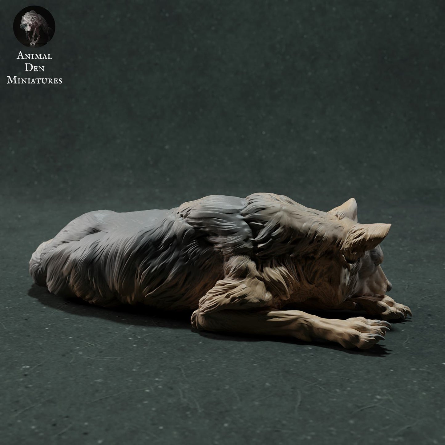 Produktfoto Tier Figur Diorama, Modellbau: 0: Wildtier Figur: schlafender Iberischer Wolf (Ref 01_01_28)