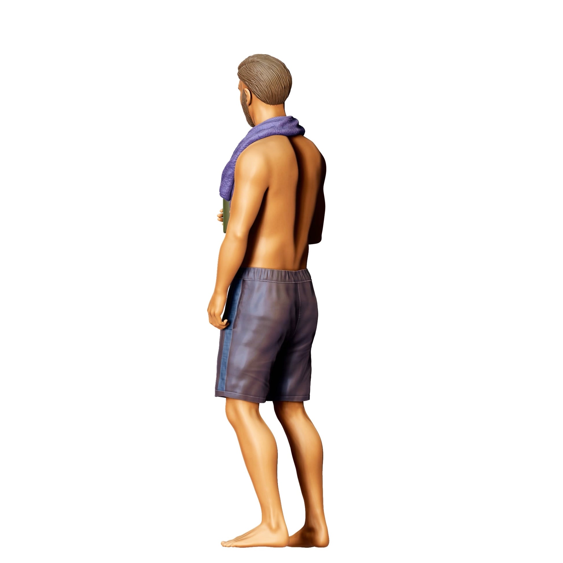 Diorama model building product photo 0: Pool Party guests - man with towel and beer bottle (Ref. No. 321)