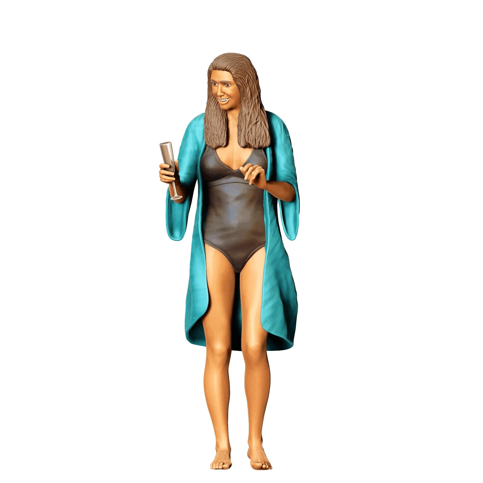 Diorama model building product photo 0: Pool Party Guests - Woman in swimsuit with champagne glass (Ref. No. 322)