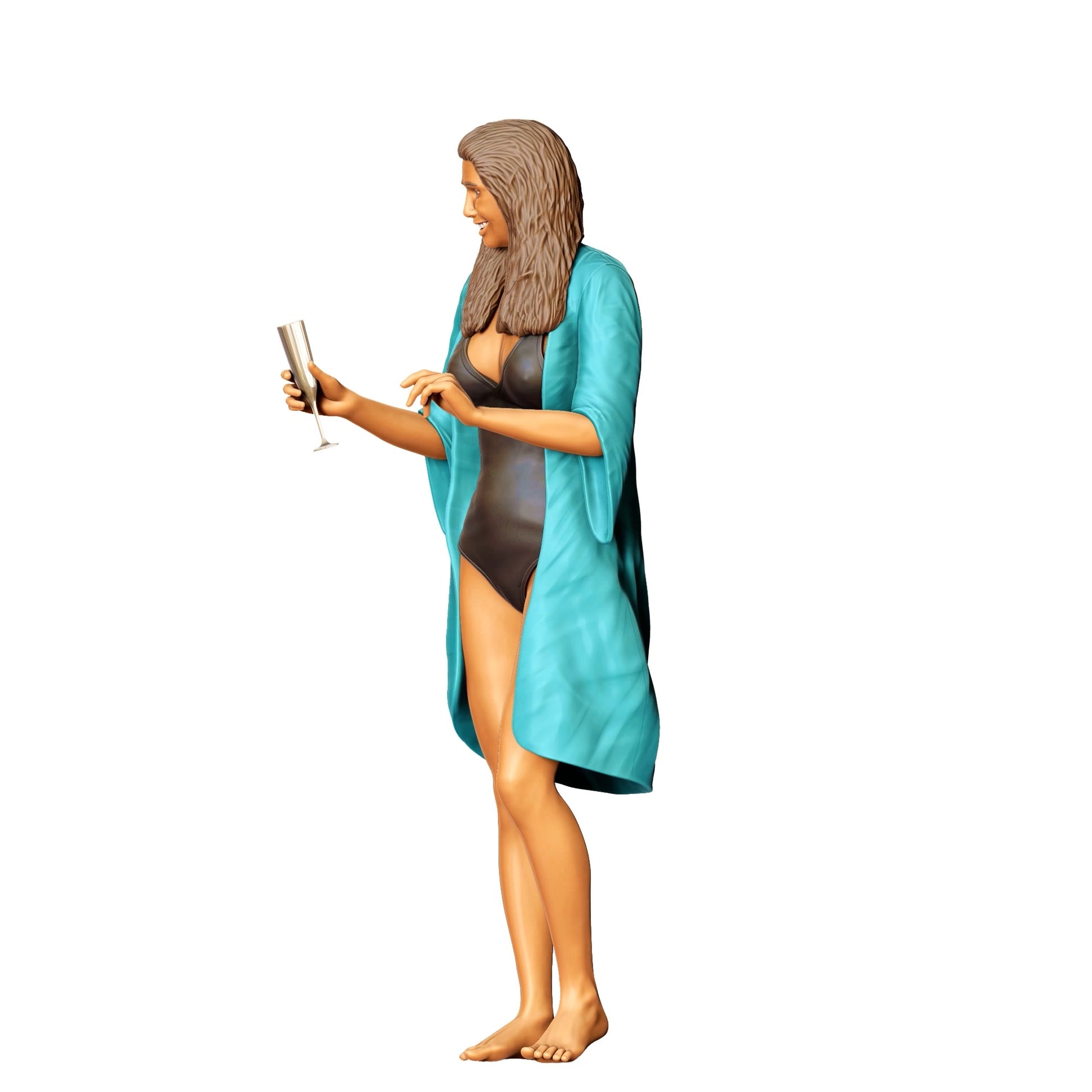 Diorama model building product photo 0: Pool Party Guests - Woman in swimsuit with champagne glass (Ref. No. 322)