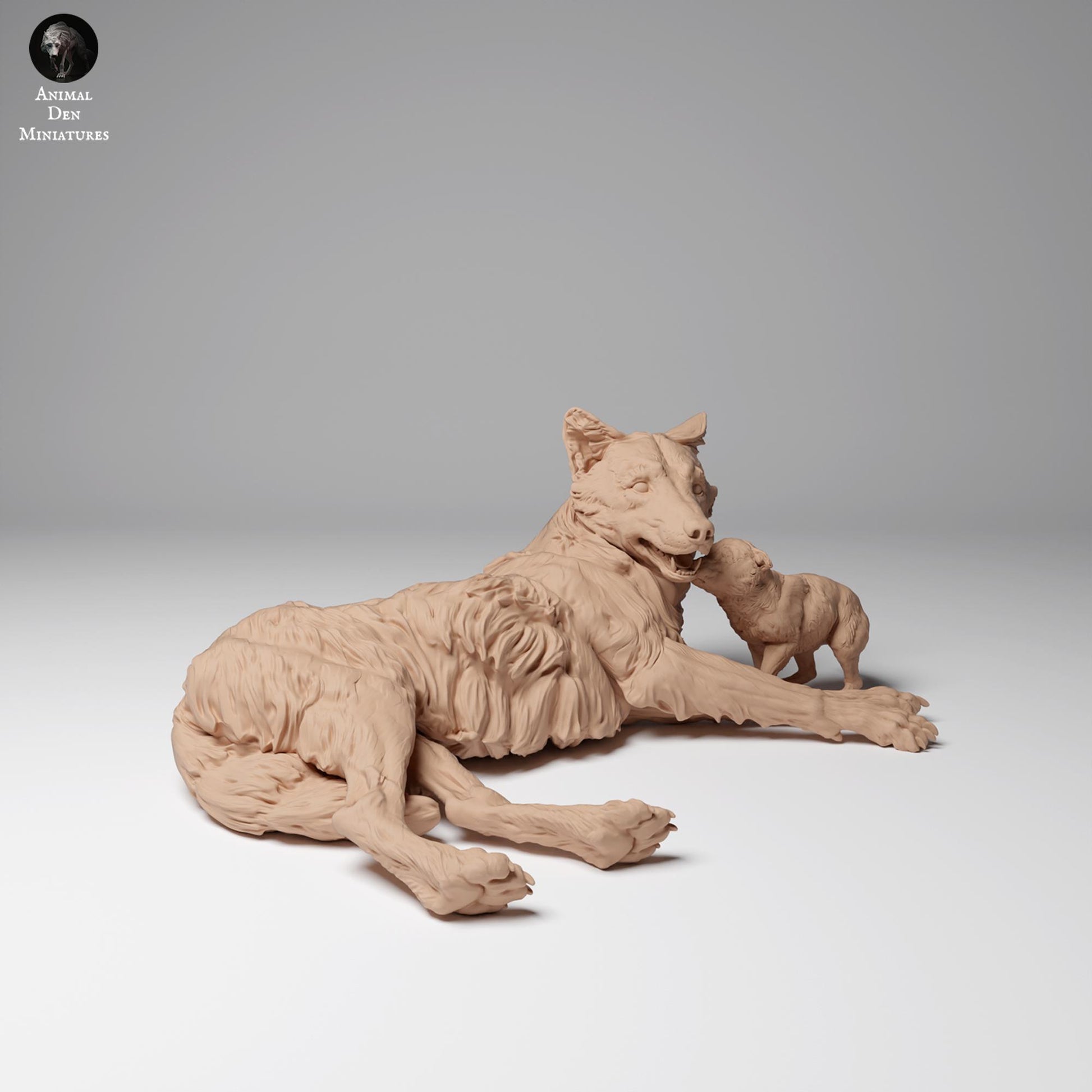 Product photo Animal Figure Diorama, Model Building: 0: Wildlife Figure: Mongolian Wolf with Cub (Ref 24_12_07)