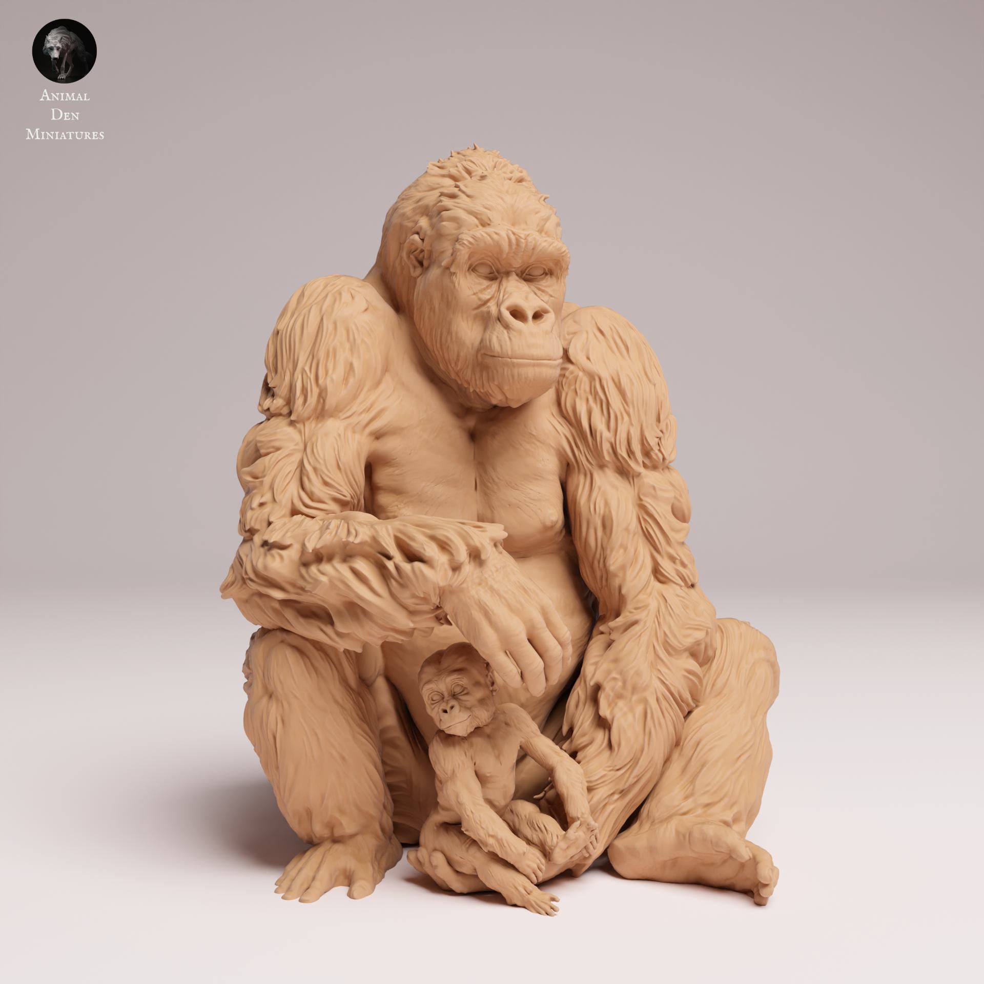 Product photo Animal Figure Diorama, Model Building: 0: Jungle Animal Figure: Sitting Eastern Lowland Gorilla Mother with Young (Ref 25_07_09)