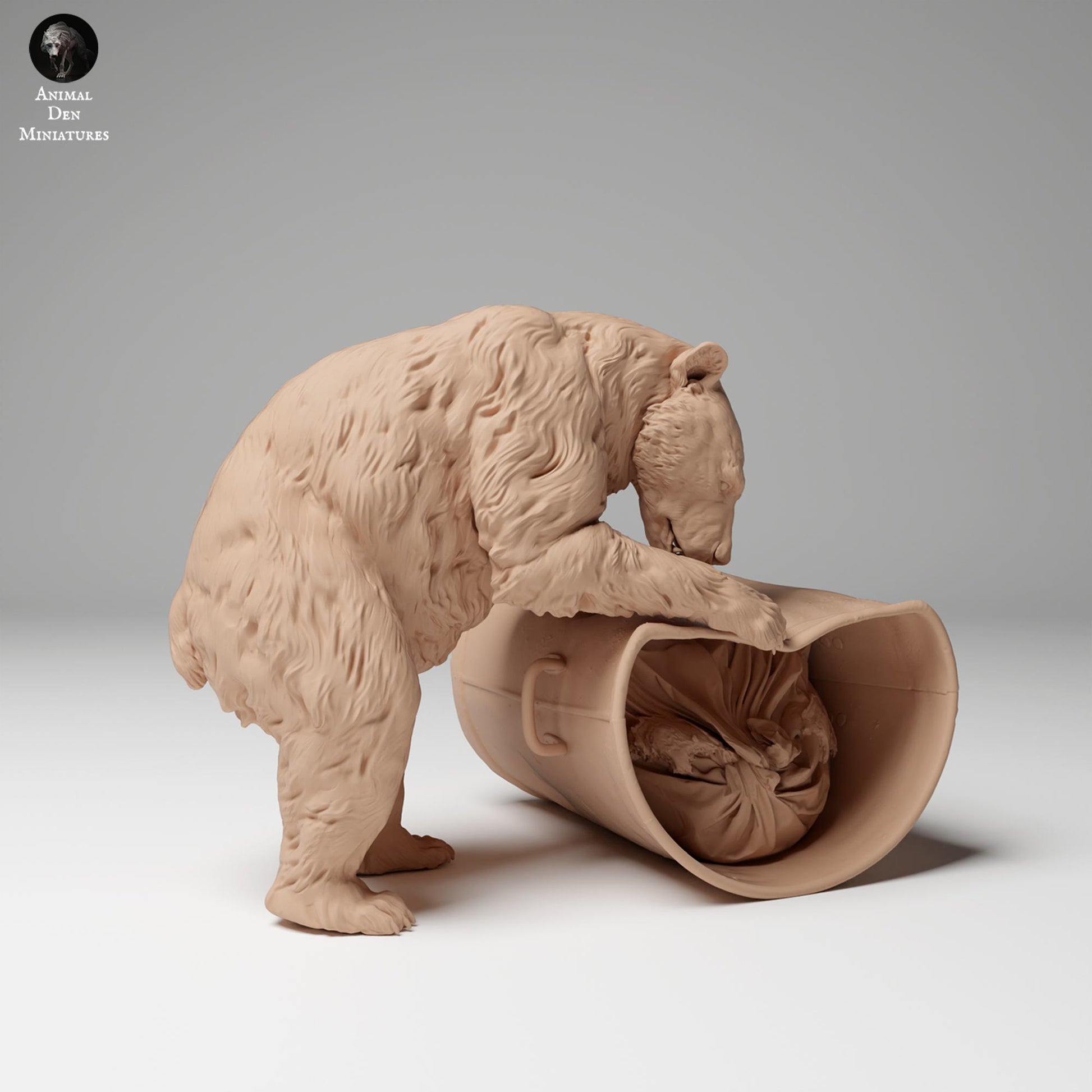 Product photo Animal Figure Diorama, Model Building: 0: Wildlife Figure: Black Bear Destroying Trash Can (Ref 24_11_09)