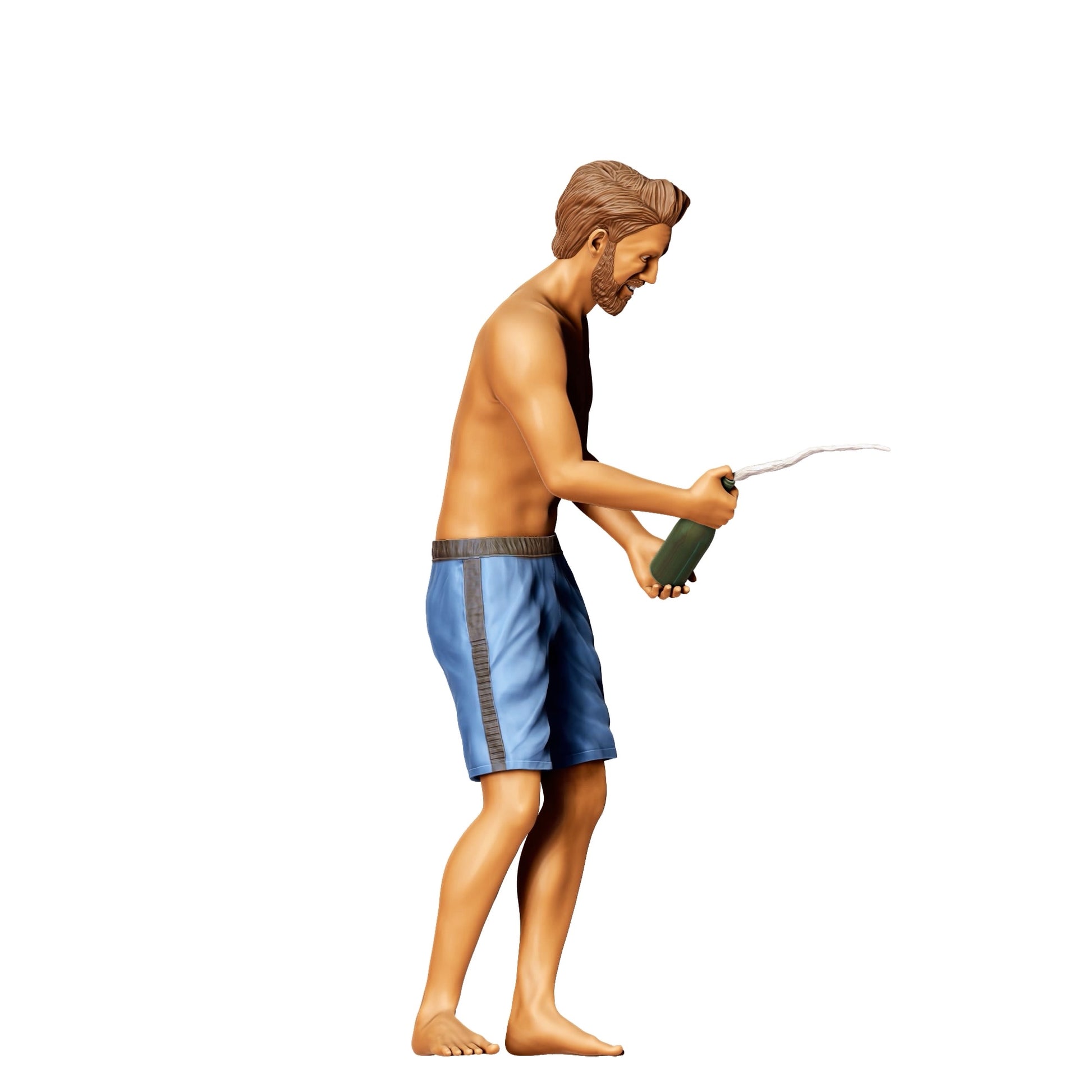 Diorama model building product photo 0: Pool Party Guests - Man in Swim Trunks with Champagne Bottle (Ref. No. 323)