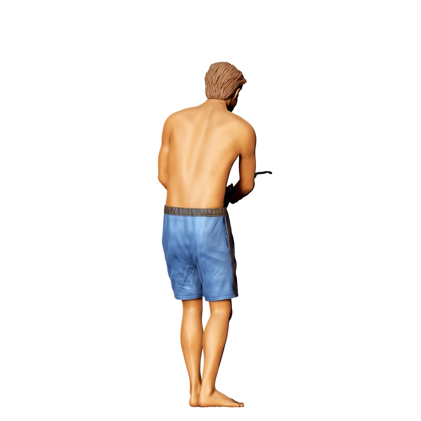 Diorama Modellbau Produktfoto 0: Pool Party Gäste - Mann mit Badehose und Sektflasche (Ref. Nr. 323)