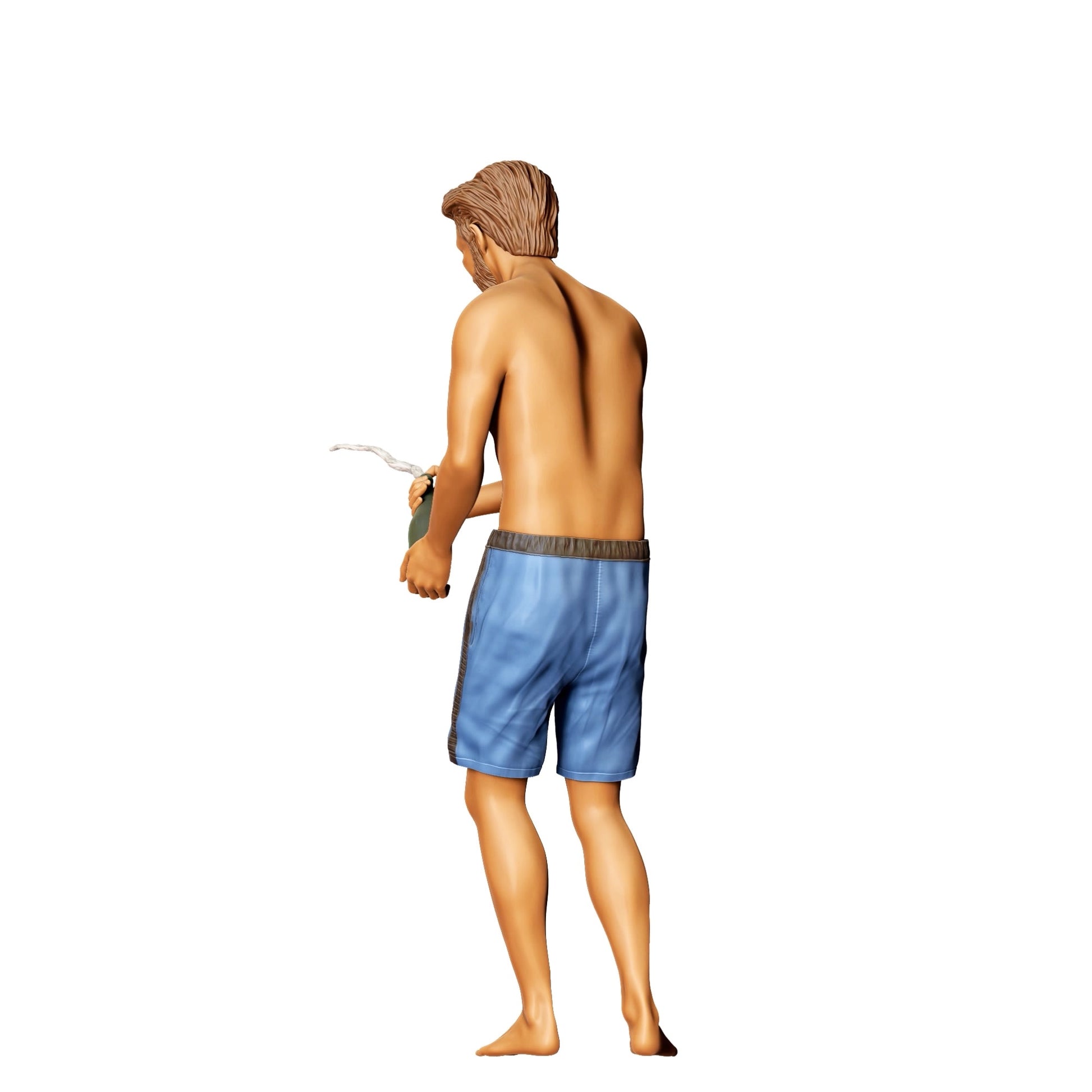 Diorama model building product photo 0: Pool Party Guests - Man in Swim Trunks with Champagne Bottle (Ref. No. 323)