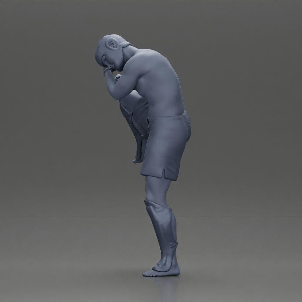 Diorama model building product photo 11: Diorama figure: martial arts miniature, kicking pose with headgear, gloves & shin guards (Ref No. A122)