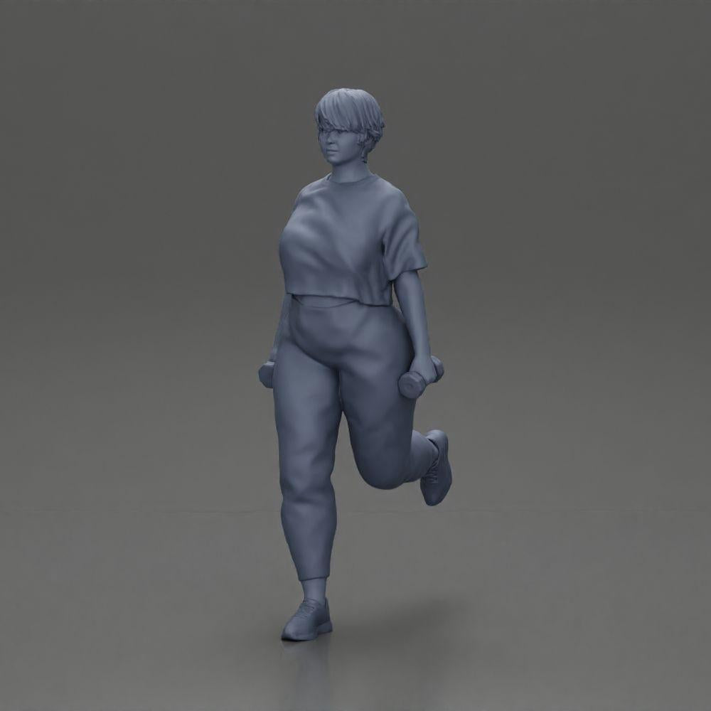 Diorama model building product photo 11: Diorama figure: strong woman in fitness outfit, one-legged exercise with dumbbells (Ref No. A105)