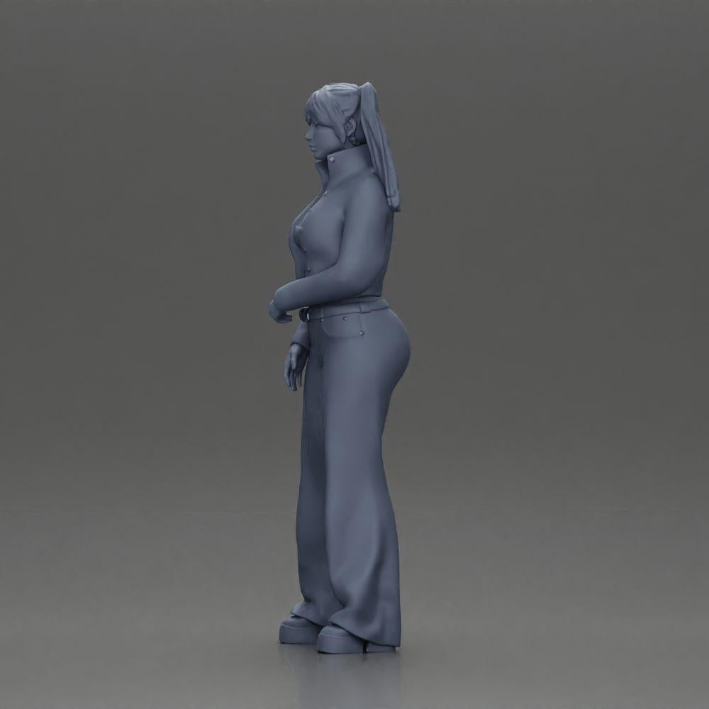 Diorama model building product photo 11: Diorama miniature: Chola girl with braids, jacket, top, belt & flared pants (Ref No. A79)