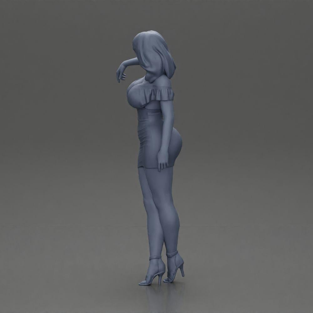 Diorama model building product photo 11: Diorama figure: Diorama miniature - figure in blue dress & high heels in elegant pose (Ref No. A127)