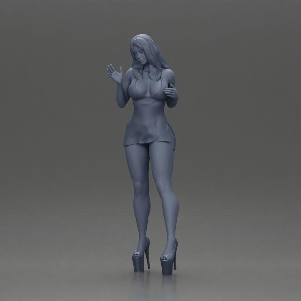 Diorama model building product photo 11: Diorama female figure: Elegant standing woman in a red dress with platform shoes (Ref No. A134)