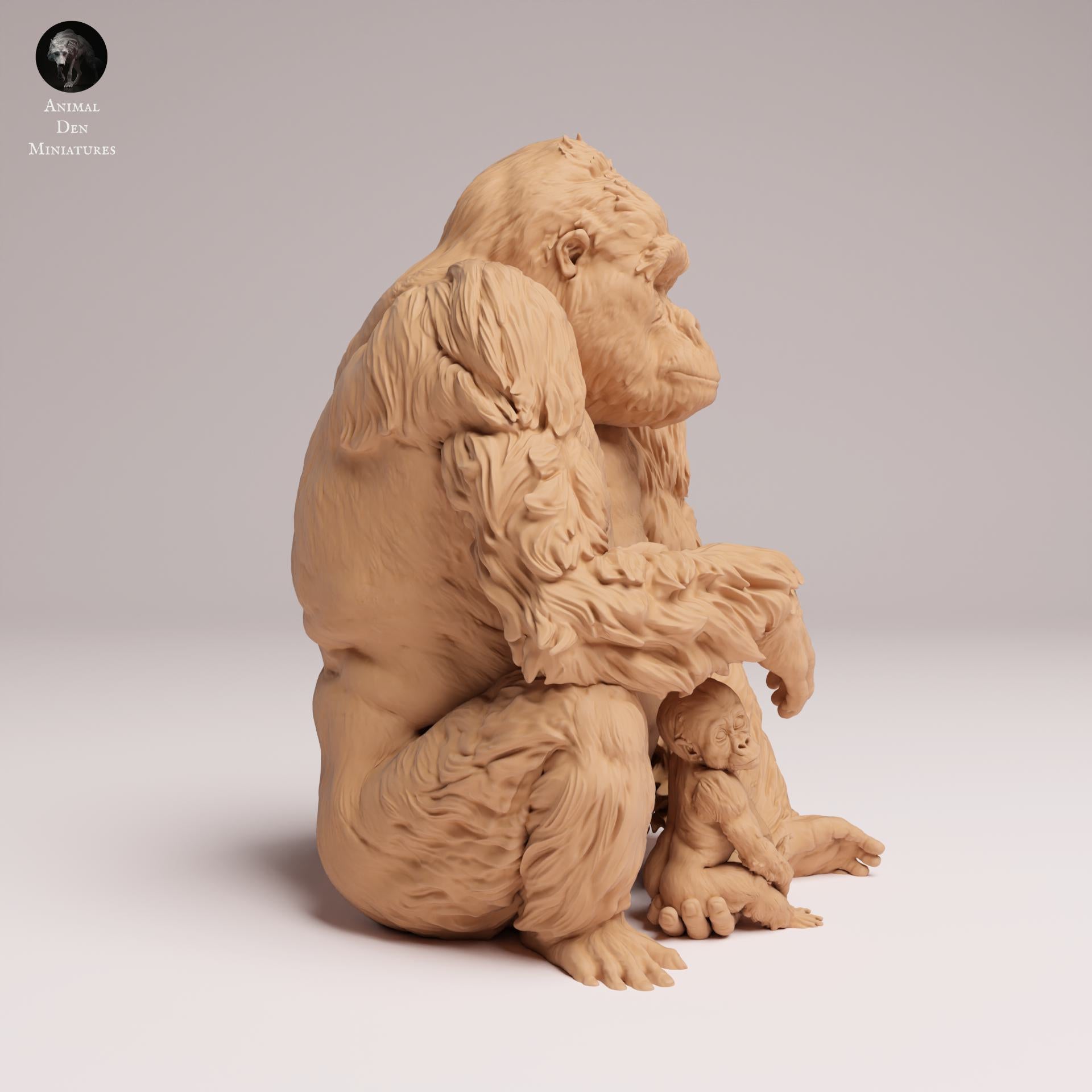 Product photo Animal Figure Diorama, Model Building: 0: Jungle Animal Figure: Sitting Eastern Lowland Gorilla Mother with Young (Ref 25_07_09)