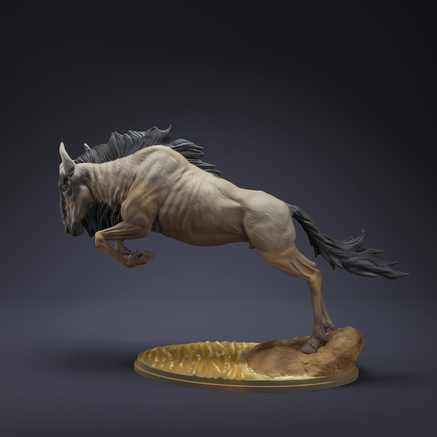 Product photo Animal Figure Diorama, Model Building: 0: Savanna Animals Figure: Leaping Gnu – Wildebeest (Ref 01_01_85)