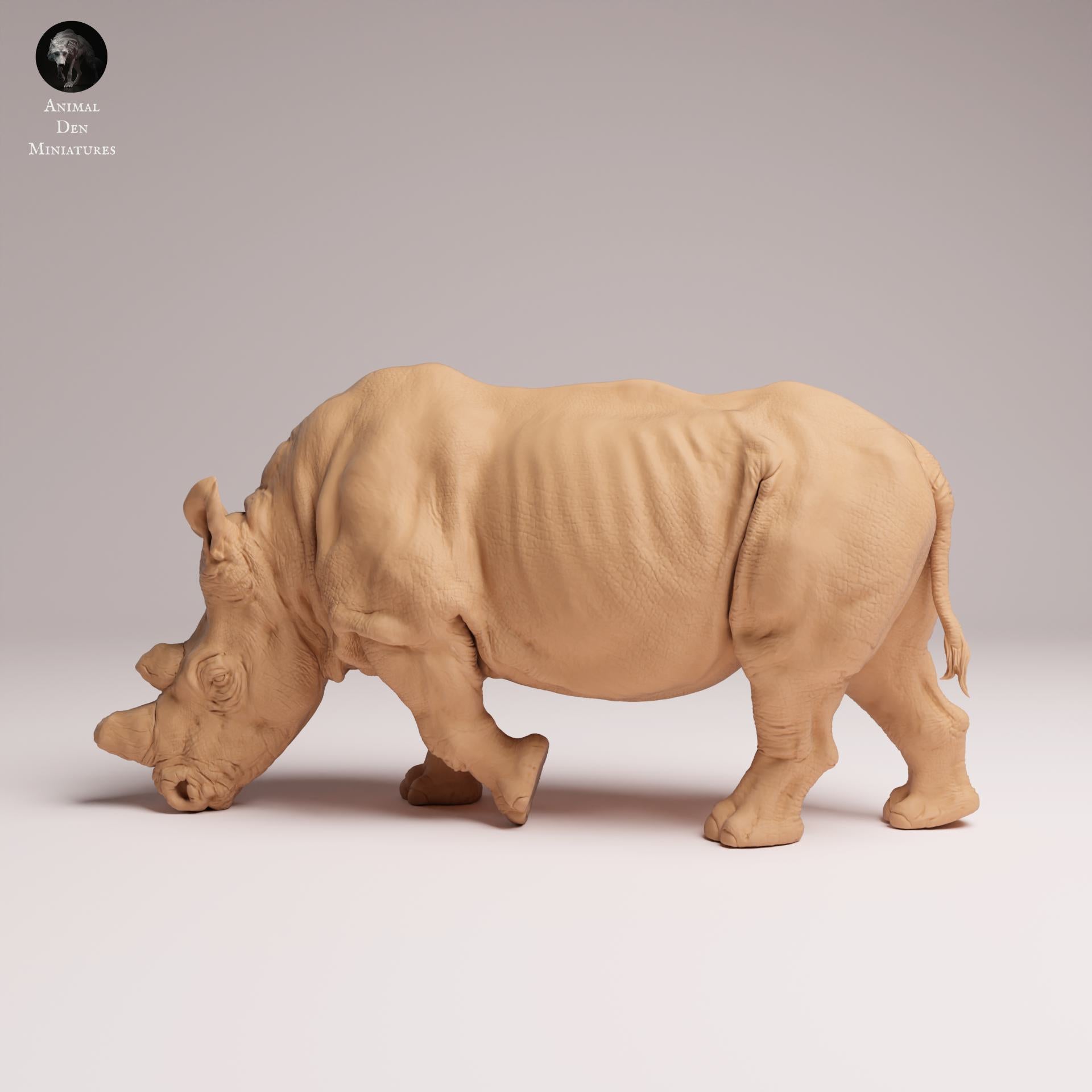 Product photo Animal Figure Diorama, Model Building: 0: Wildlife Figure: Feeding Northern White Rhino – pre-made (Ref 25_07_01)