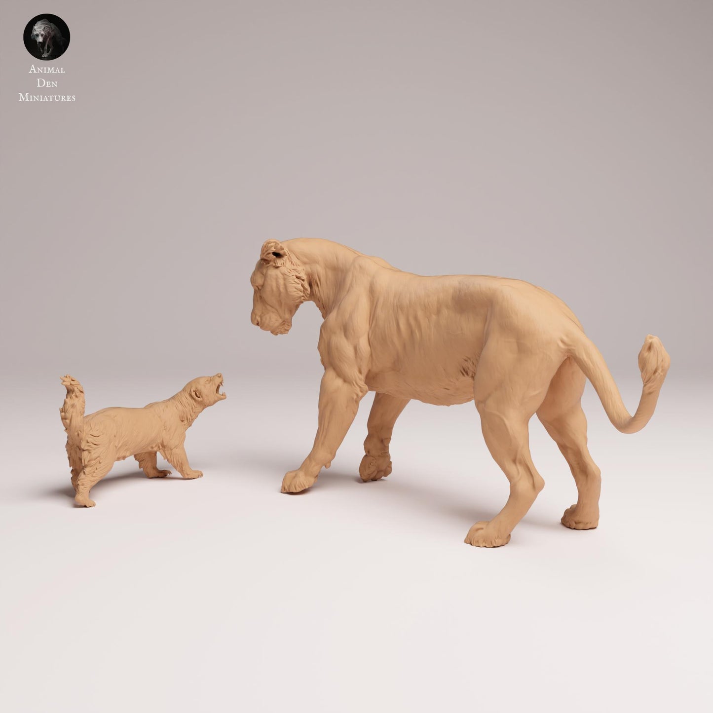 Product photo Animal Figure Diorama, Model Building: 0: Wild Animal Figures: Lioness in Battle with Honey Badger (Ref 25_08_01)