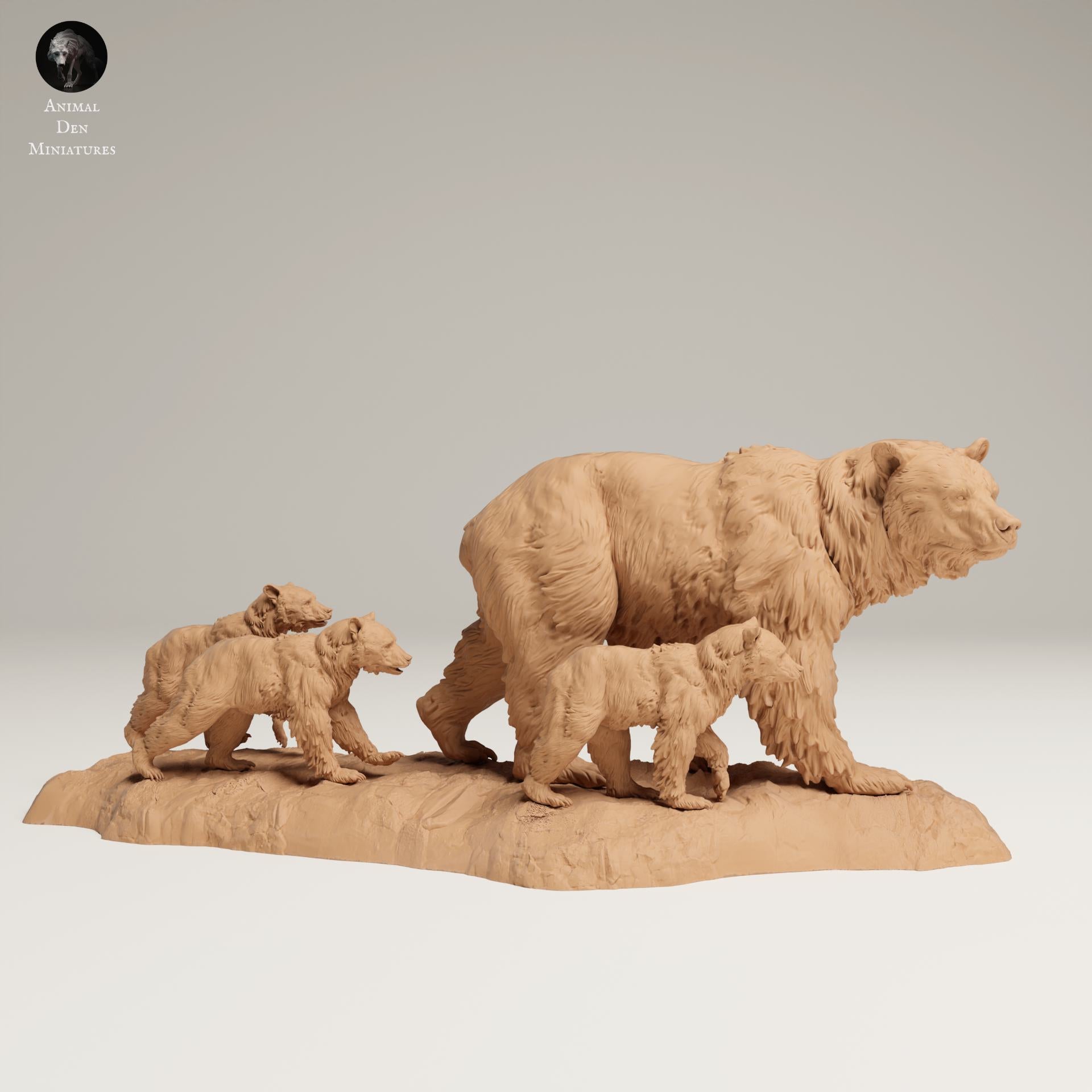 Product photo Animal Figure Diorama, Model Building: 0: Wildlife Figures: Grizzly Family – Bear Diorama Set (Ref 25_06_05)