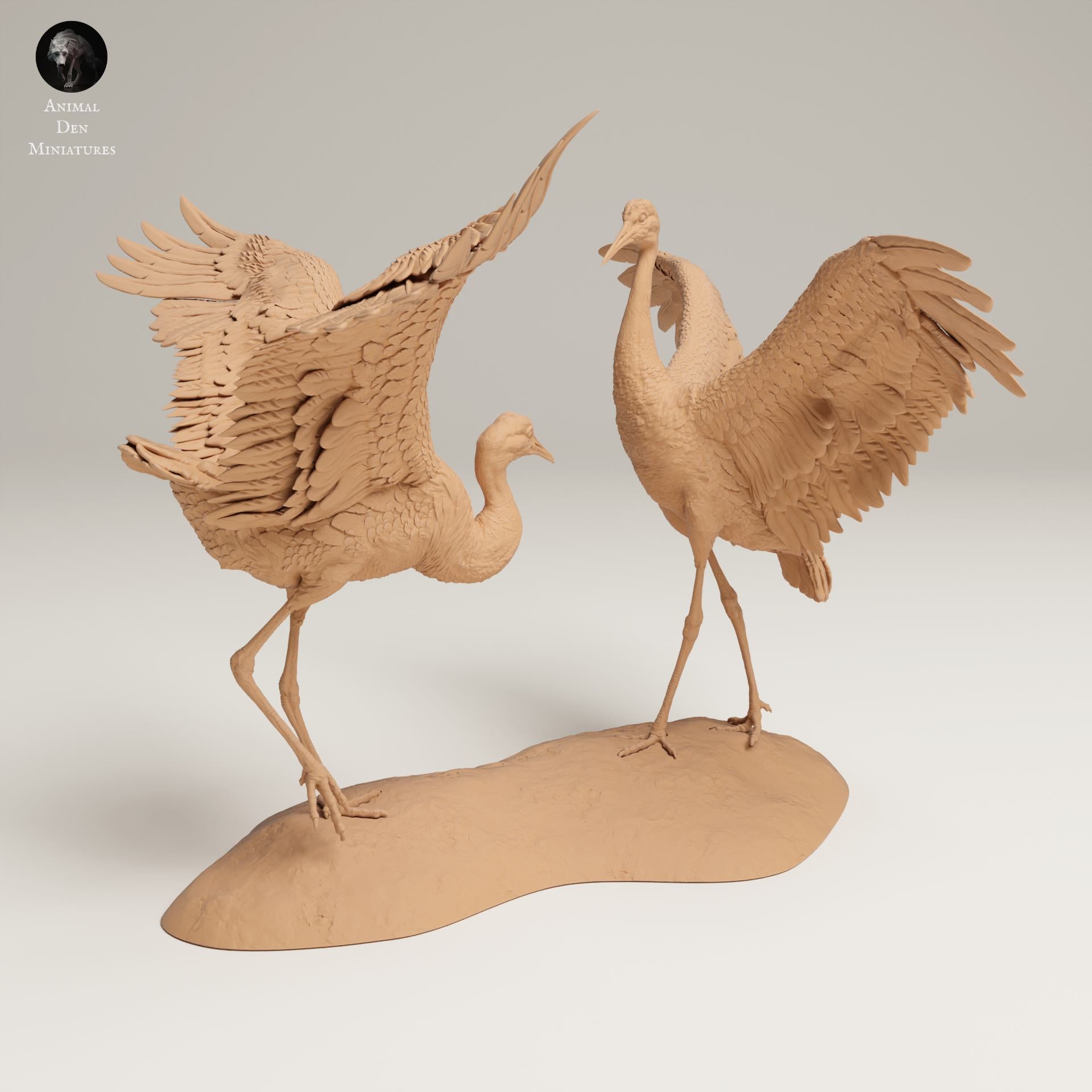 Product photo Animal Figure Diorama, Model Building: 0: Wildlife Figure: Dancing Canadian Cranes – Great Sandhill Cranes (Ref 25_06_10)