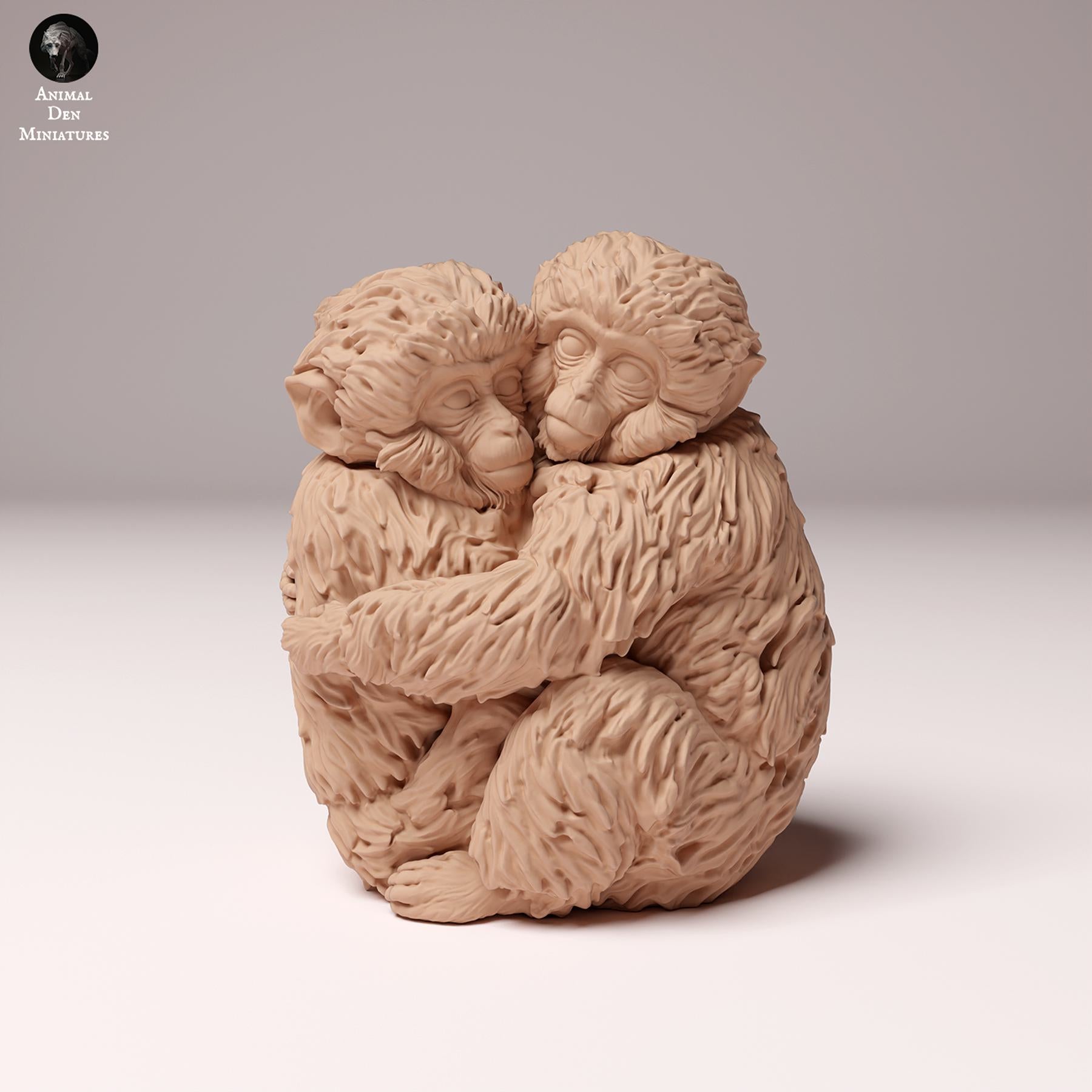 Product photo Animal Figure Diorama, Model Building: 0: Wildlife Figure: Japanese Macaque Babies – Embrace (Ref 24_10_06)