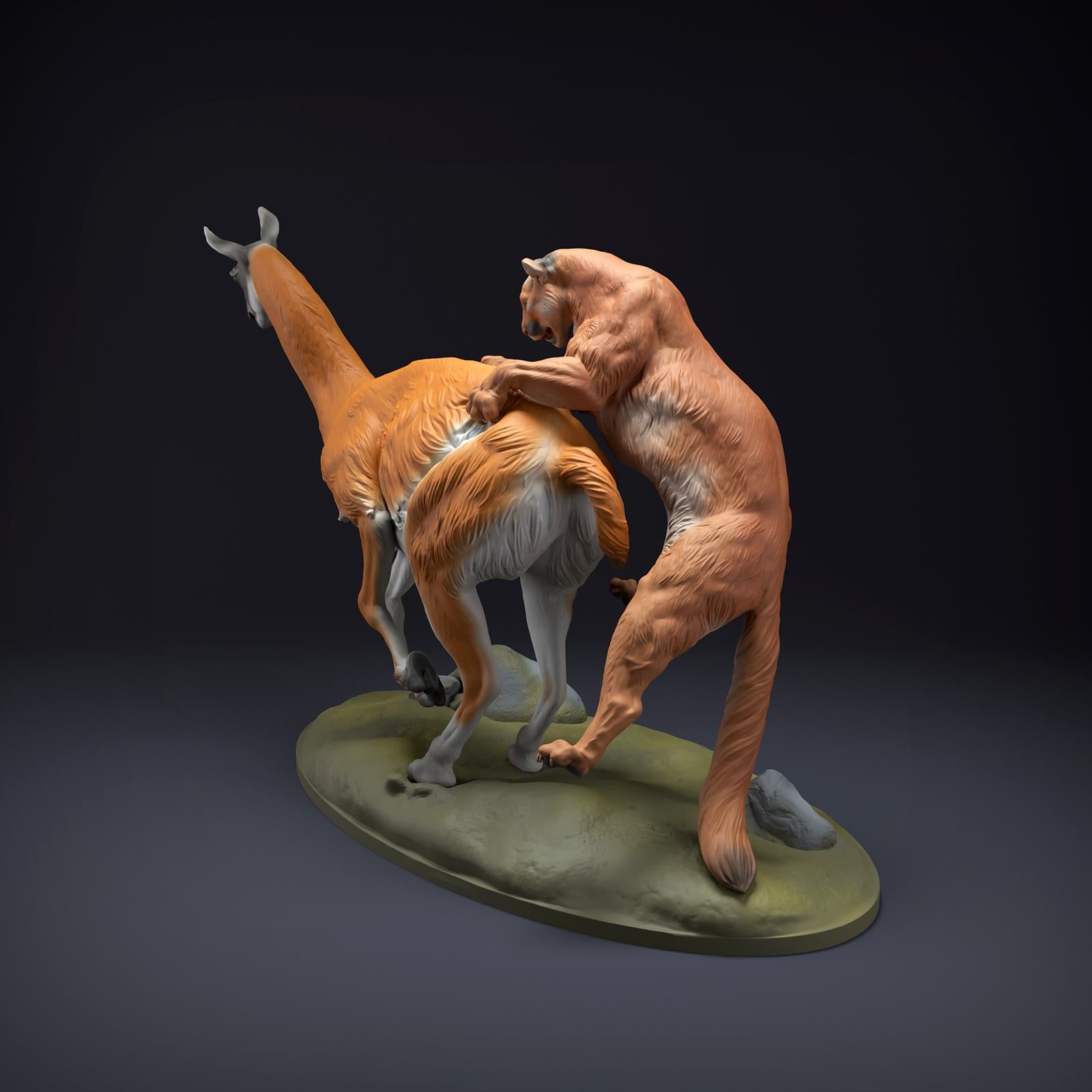Product photo Animal Figure Diorama, Model Building: 0: Wild Animal Figure: Mountain Lion hunting Guanaco (Ref 01_01_51)