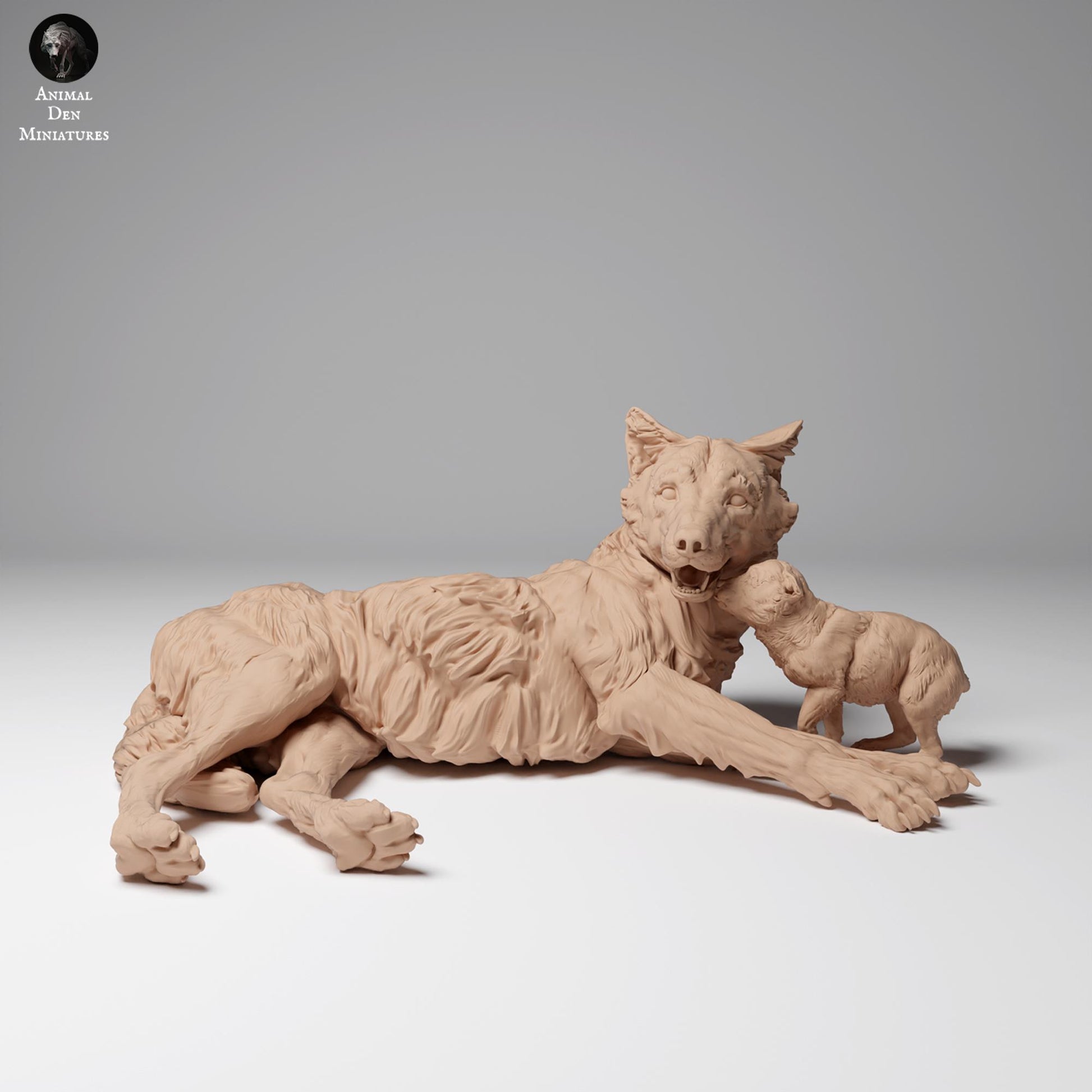 Product photo Animal Figure Diorama, Model Building: 0: Wildlife Figure: Mongolian Wolf with Cub (Ref 24_12_07)