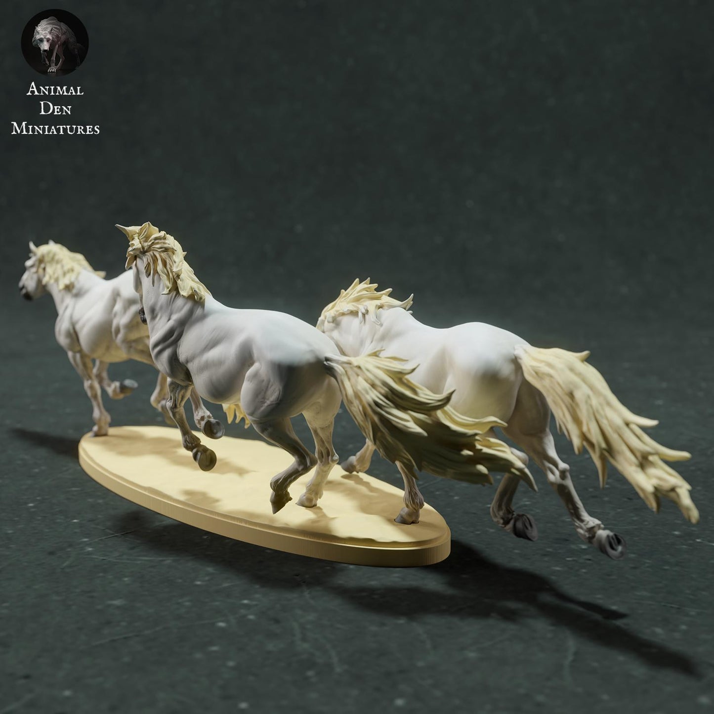 Product photo Animal Figure Diorama, Model Building: 0: Wildlife Figure: running Camargue Horses (Ref 01_01_73)