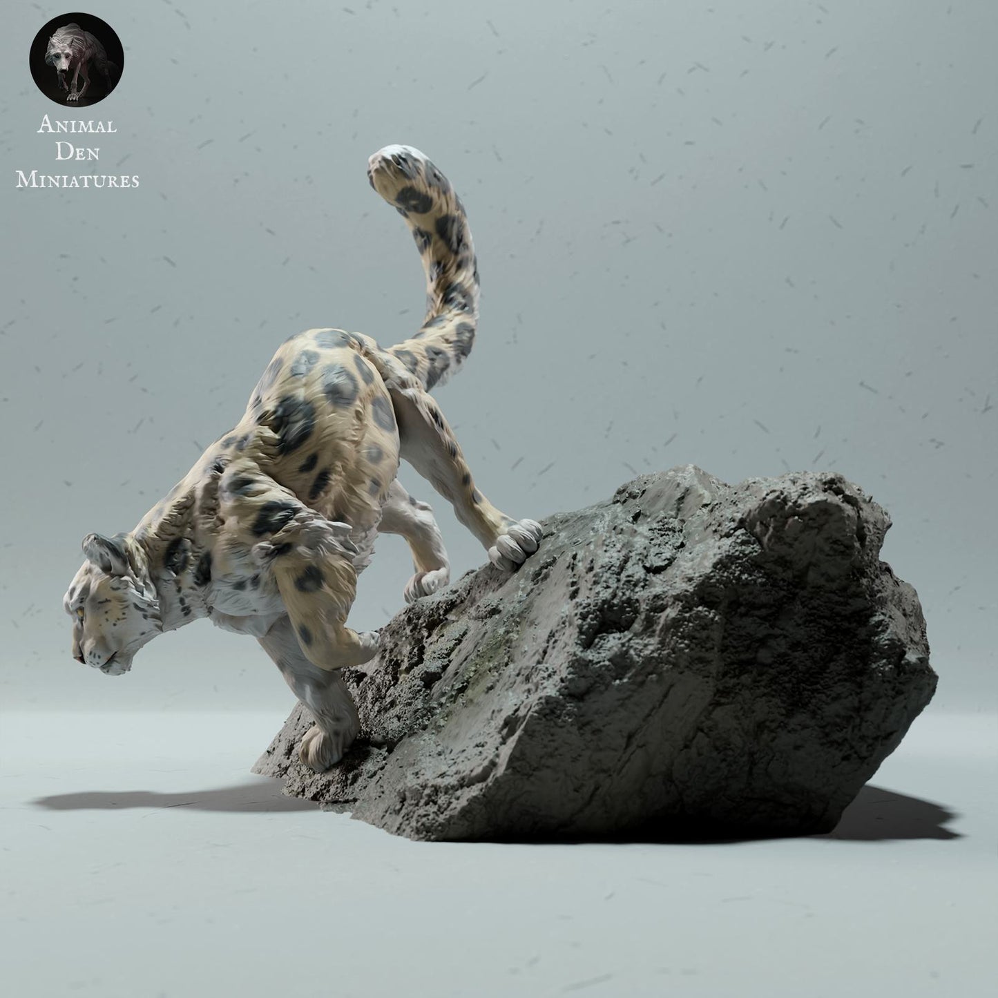 Produktfoto Tier Figur Diorama, Modellbau: 0: Wildtier Figur: Schneeleopard auf Felsen (Ref 01_01_47)