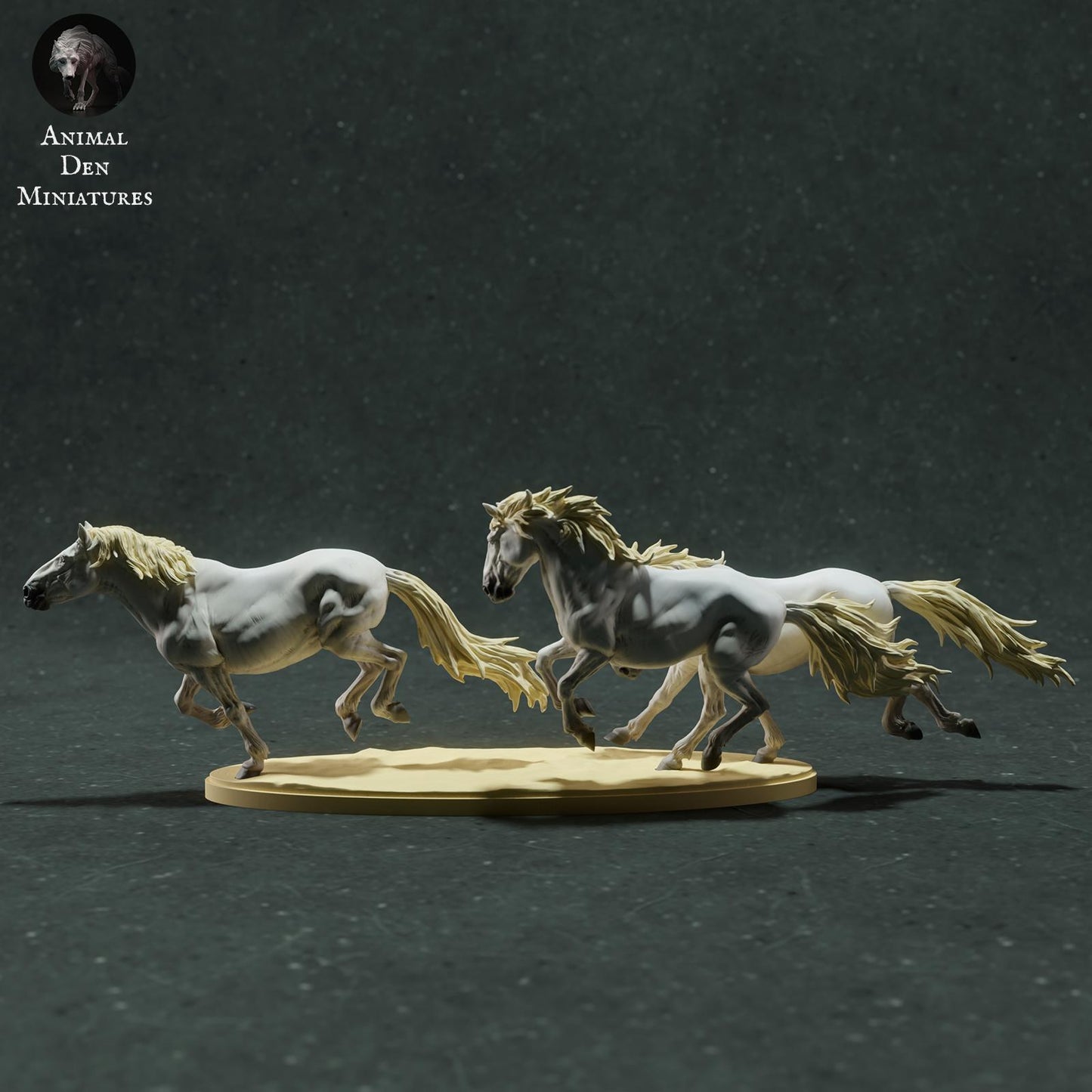Product photo Animal Figure Diorama, Model Building: 0: Wildlife Figure: running Camargue Horses (Ref 01_01_73)