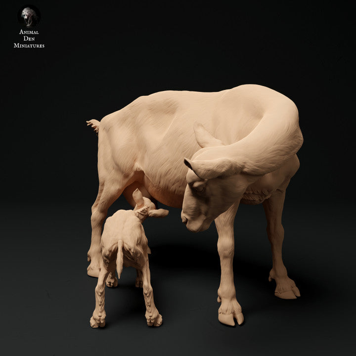 Product photo animal figure diorama, model building: 0: Alpine goat with kid