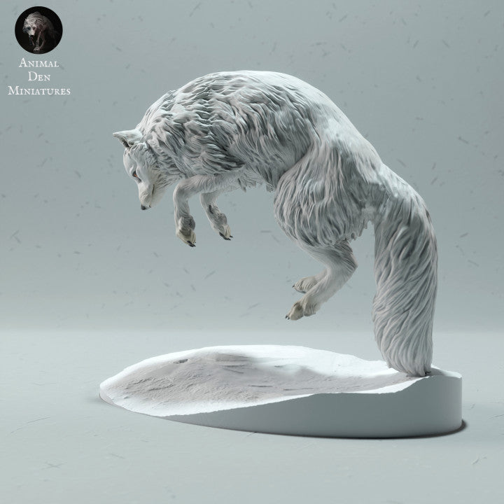 Product photo animal figure Animal Den Miniatures 3: Arctic animal figure: Arctic fox - jumping (22_12_17)
