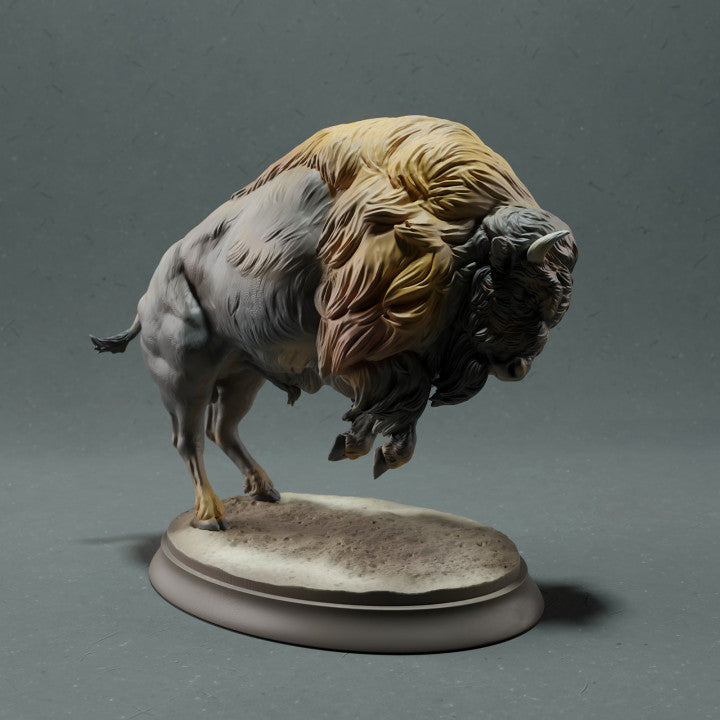 Product photo animal figure Animal Den Miniatures 4: Wild animal figure: American bison - attacking (22_10_14)