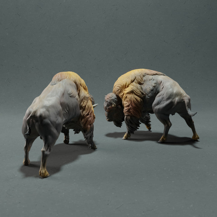 Product photo animal figure Animal Den Miniatures 3: Wild animal figure: American Bison - fighting (22_10_13)