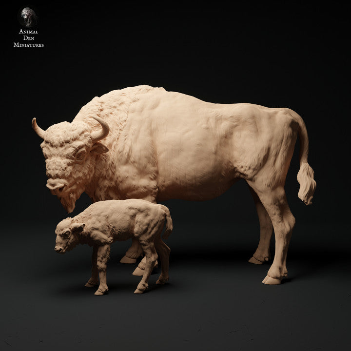 Product photo Animal Figure Diorama, Model Building: 0: Bison Cow with Calf: Animals from Europe