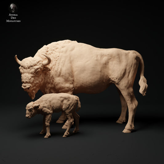 Product photo Animal Figure Diorama, Model Building: 0: Bison Cow with Calf: Animals from Europe