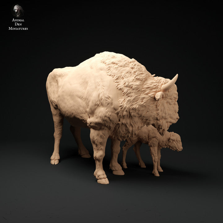Product photo Animal Figure Diorama, Model Building: 0: Bison Cow with Calf: Animals from Europe